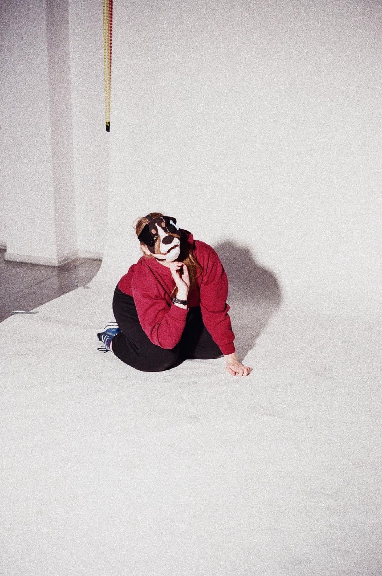Masked performer in the studio