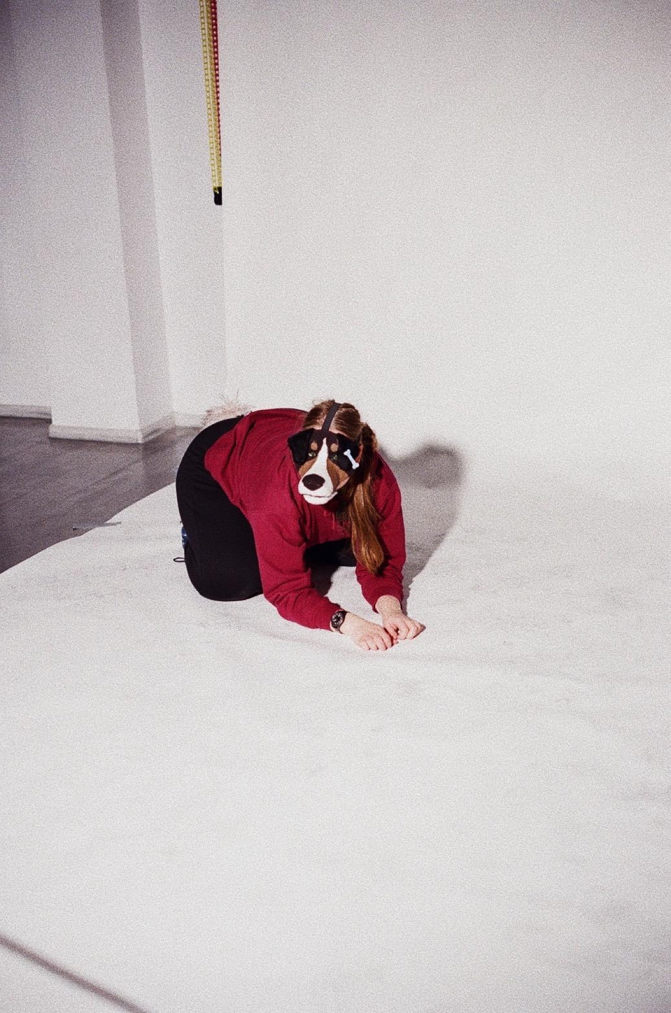 Masked performer in the studio