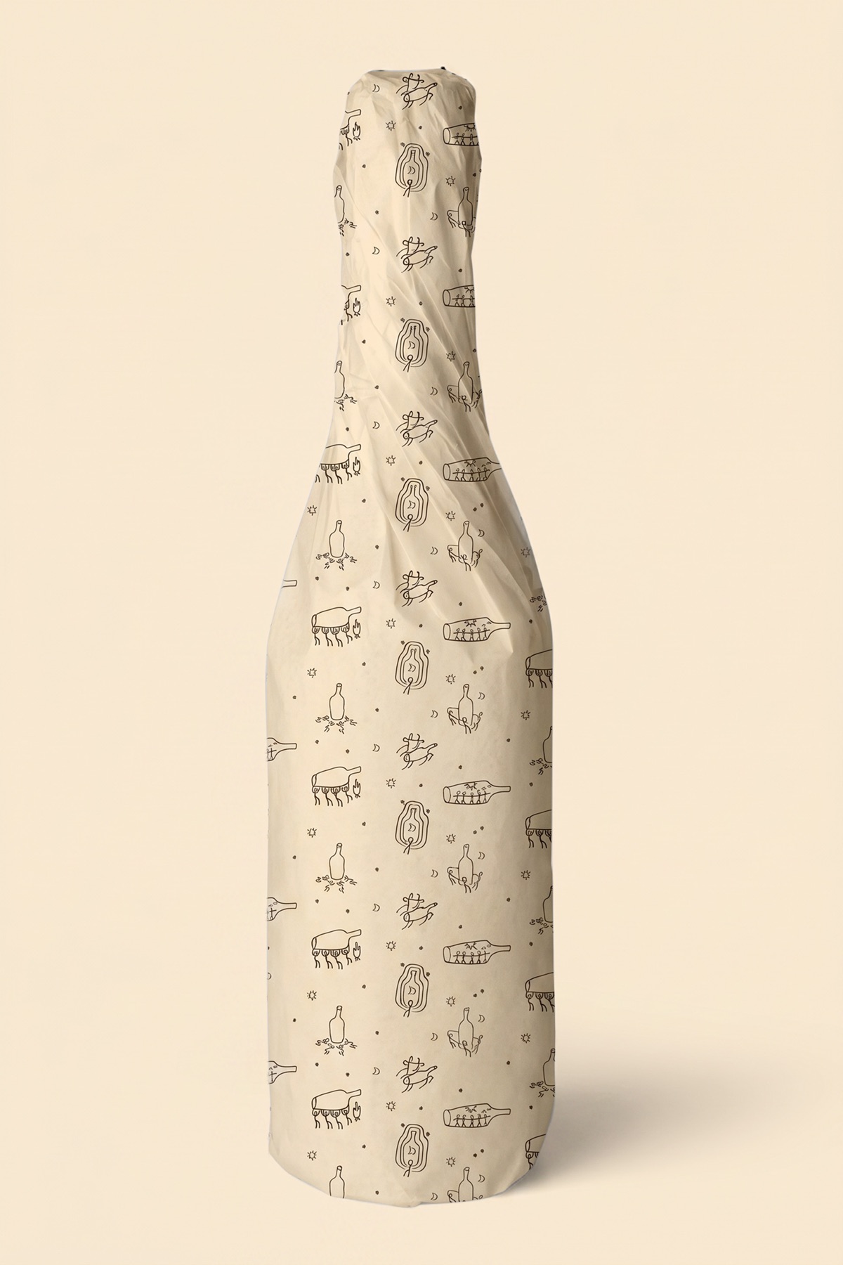 Wrapped wine bottle