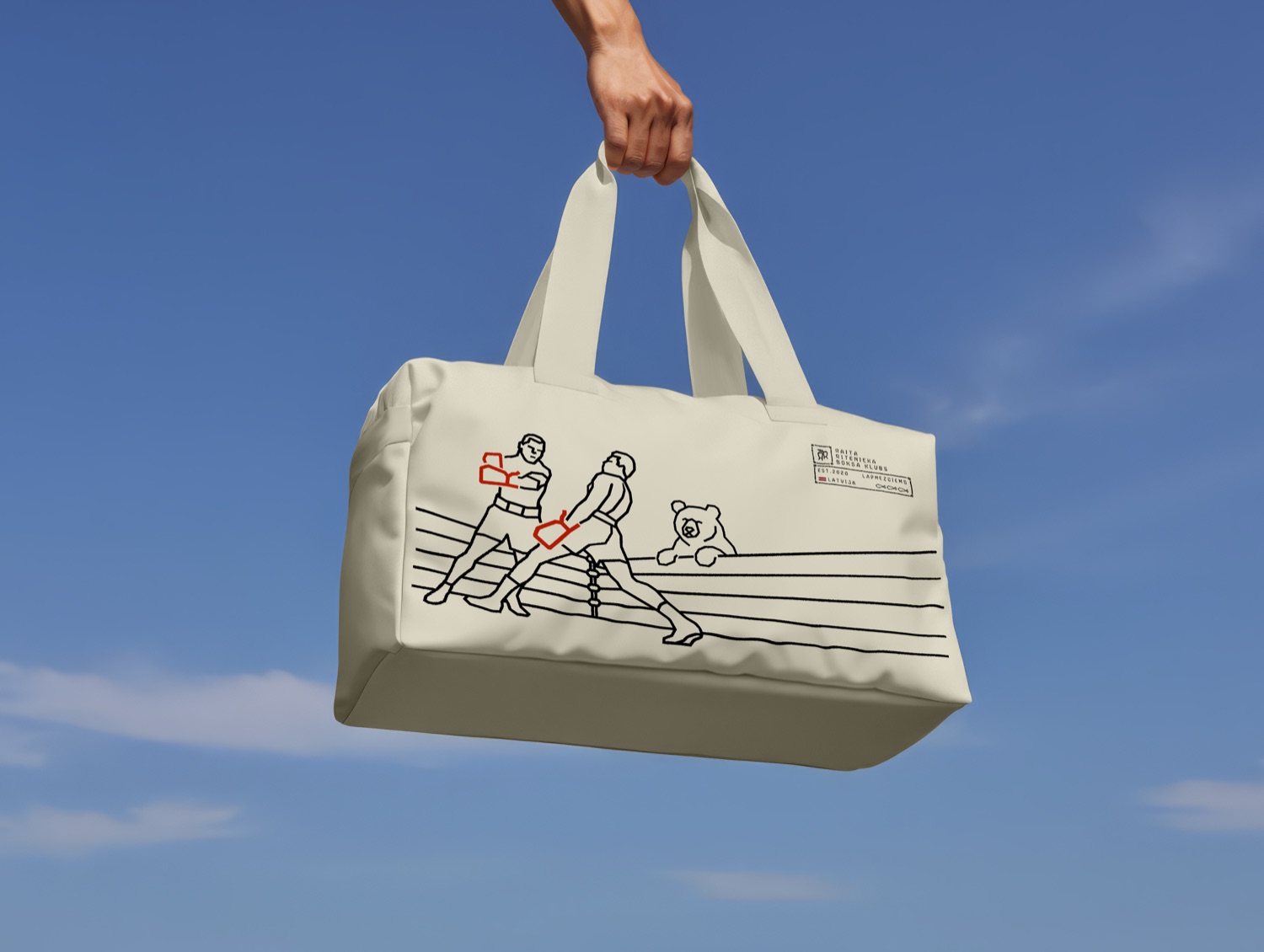 Branded duffel bag